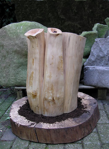 AARDLING - 2005 - hout, aarde en zaden - 75 cm hoog, schijf 60 cm doorsnede