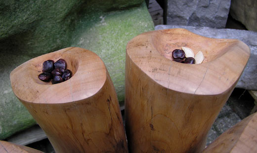 AARDLING - 2005 - hout, aarde en zaden - 75 cm hoog, schijf 60 cm doorsnede